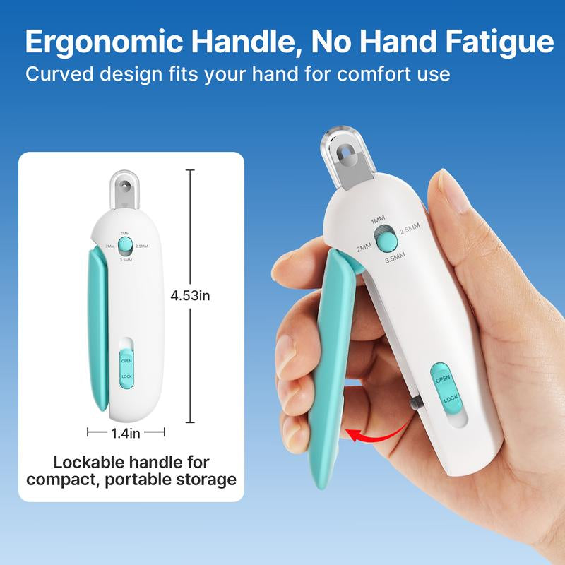 Potaroma Adjustable Cat Nail Clipper with Hidden Nail File - Effortless and Safe Toenail Trimming for Kittens and Indoor Cats in Stylish Blue