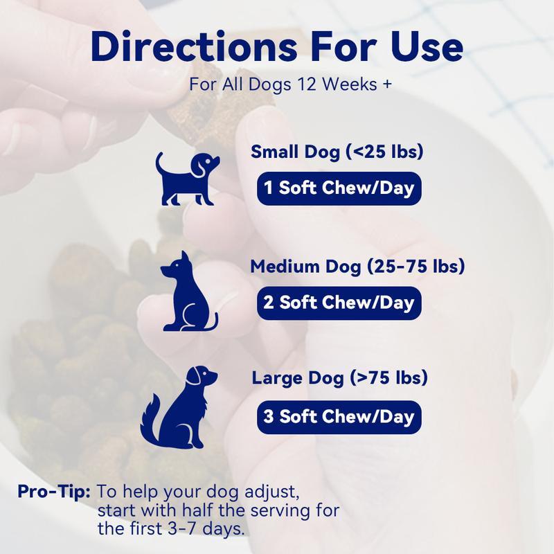 Delicious 8-In-1 Multivitamin Soft Chews for Dogs – Probiotics for Happy Tummies and Strong Immunity with Natural Pork Flavor