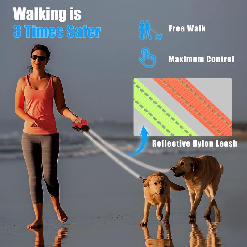Upgrade Your Walks with the Retractable Dual Dog Leash - Tangle-Free Design for Small & Medium Puppies!