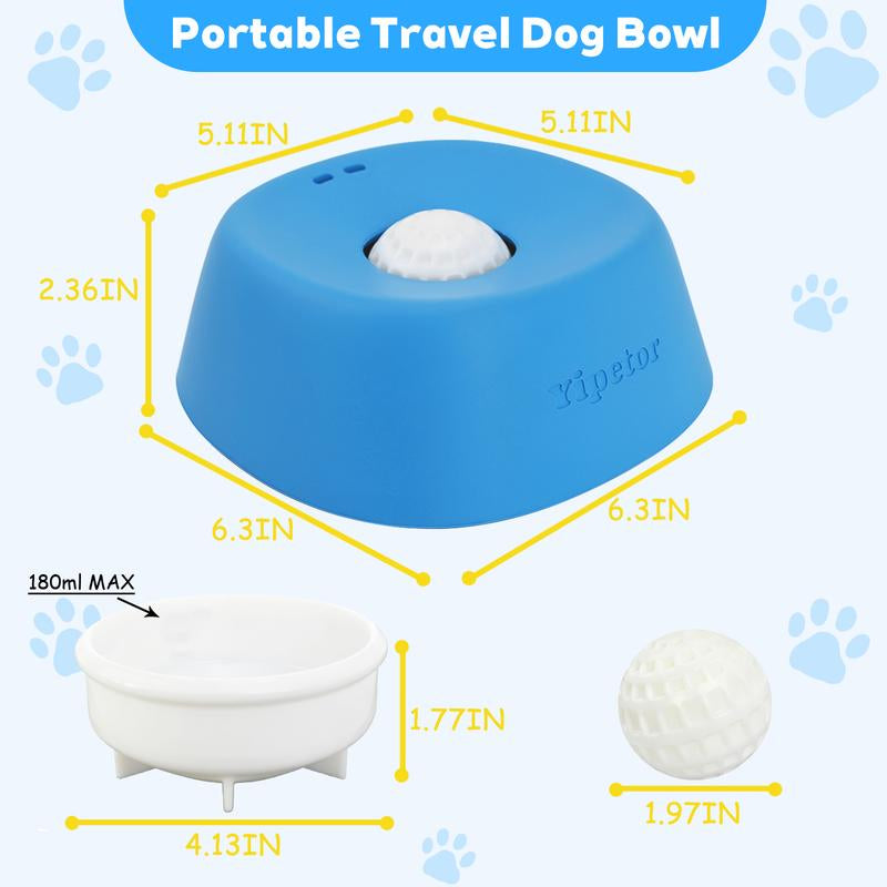 Yipetor No-Spill Slow Feeder Dog Bowl with Rolling Ball - Ideal for Bone Broth, Yogurt, and Post-Surgery Nutrition for Dogs and Cats