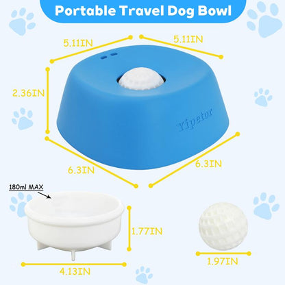 Yipetor No-Spill Slow Feeder Dog Bowl with Rolling Ball - Ideal for Bone Broth, Yogurt, and Post-Surgery Nutrition for Dogs and Cats