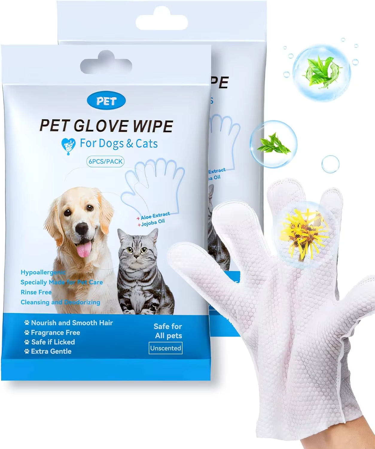 Effortless Pet Care: Deodorizing Cleaning Wipes Gloves for Dogs and Cats - Perfect for Daily Grooming and Hygiene!