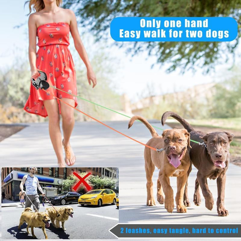 Upgrade Your Walks with the Retractable Dual Dog Leash - Tangle-Free Design for Small & Medium Puppies!