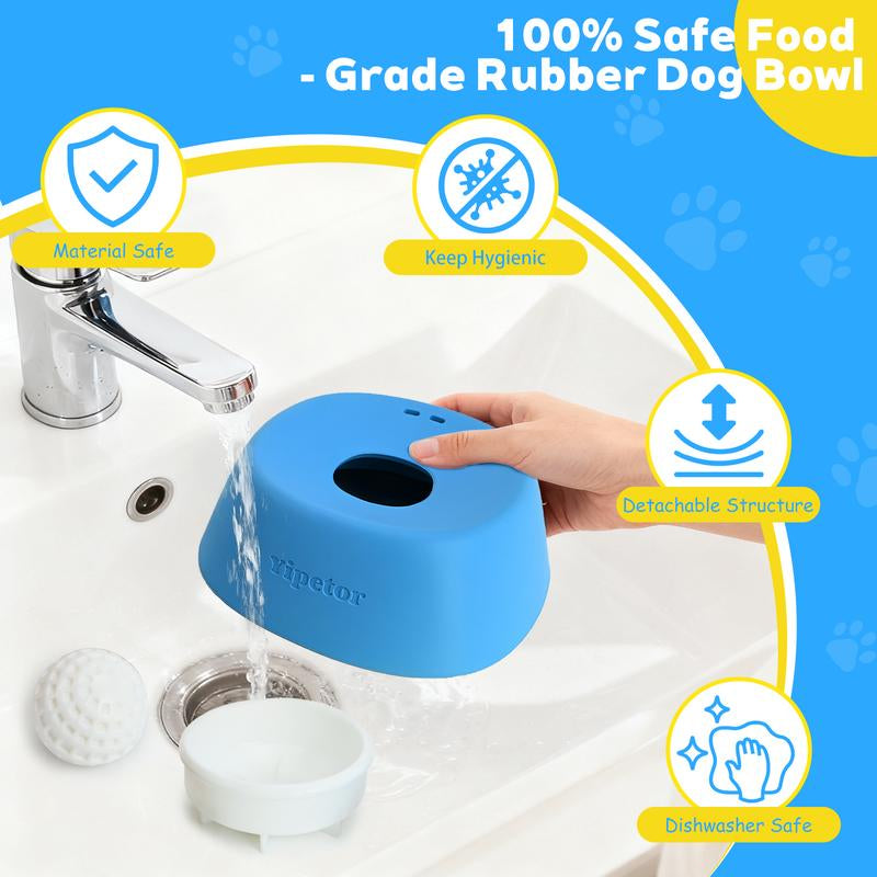 Yipetor No-Spill Slow Feeder Dog Bowl with Rolling Ball - Ideal for Bone Broth, Yogurt, and Post-Surgery Nutrition for Dogs and Cats