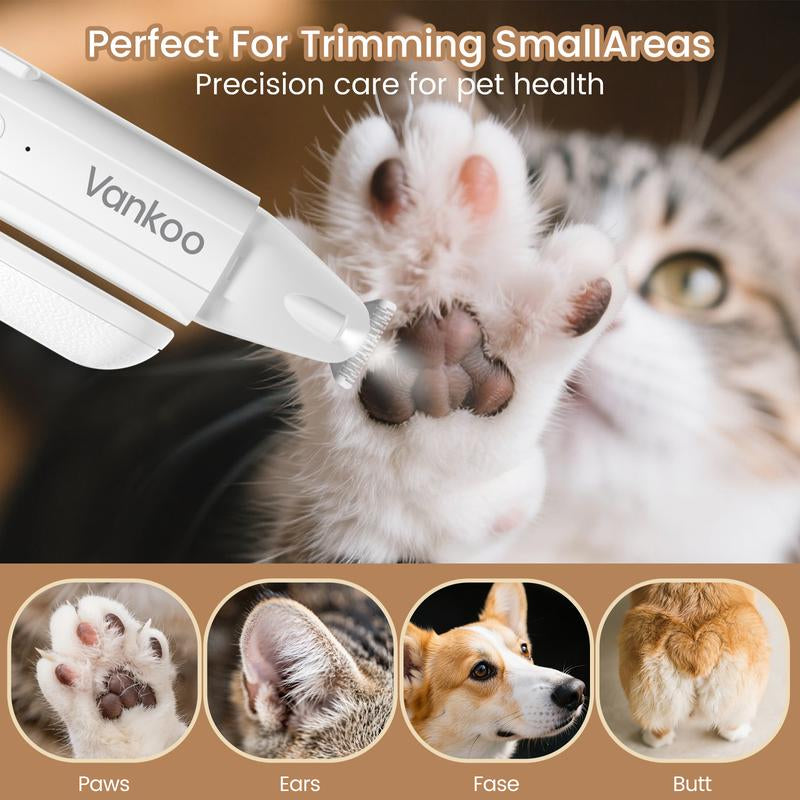 Vankoo 2-In-1 LED Dog Nail Clipper & Paw Hair Trimmer – Rechargeable, Waterproof, and Safe Grooming for Dogs & Cats