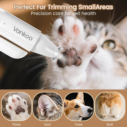 Vankoo 2-In-1 LED Dog Nail Clipper & Paw Hair Trimmer – Rechargeable, Waterproof, and Safe Grooming for Dogs & Cats