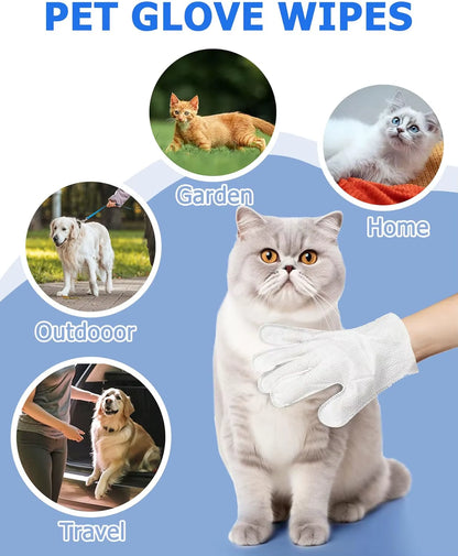 Effortless Pet Care: Deodorizing Cleaning Wipes Gloves for Dogs and Cats - Perfect for Daily Grooming and Hygiene!