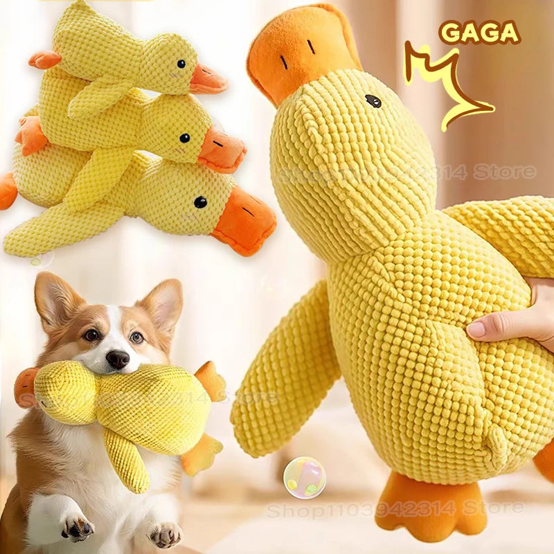 Adorable Cartoon Yellow Duck Plush Dog Toy - Bite Resistant with Soothing Sound for Playtime and Sleep