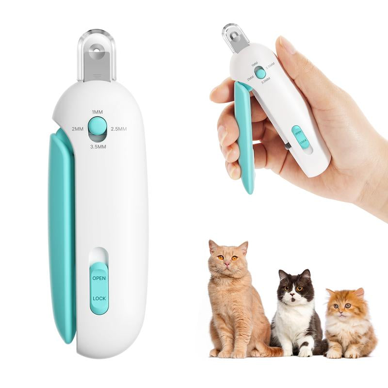 Potaroma Adjustable Cat Nail Clipper with Hidden Nail File - Effortless and Safe Toenail Trimming for Kittens and Indoor Cats in Stylish Blue