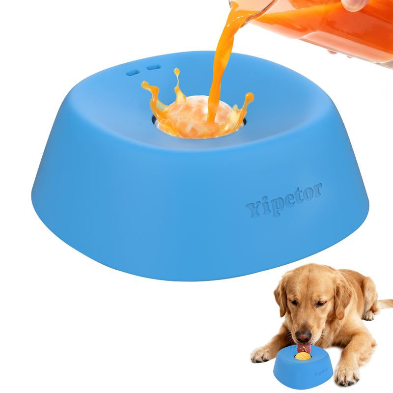 Yipetor No-Spill Slow Feeder Dog Bowl with Rolling Ball - Ideal for Bone Broth, Yogurt, and Post-Surgery Nutrition for Dogs and Cats