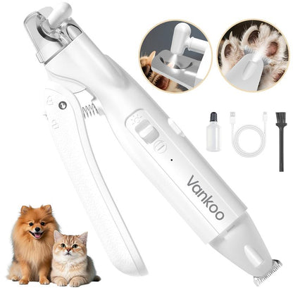 Vankoo 2-In-1 LED Dog Nail Clipper & Paw Hair Trimmer – Rechargeable, Waterproof, and Safe Grooming for Dogs & Cats