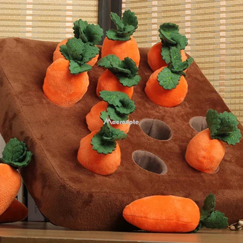 Interactive Plush Carrot Snuffle Mat for Dogs - Engaging Vegetable Field Toy for Playtime Fun