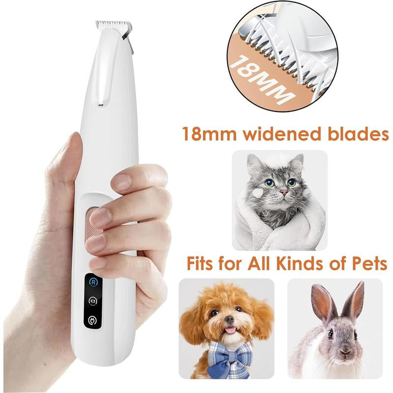 Ultimate Rechargeable Pet Hair Trimmer Kit - Cordless, Quiet, and Waterproof Grooming Clippers with LED Light for Dogs & Cats