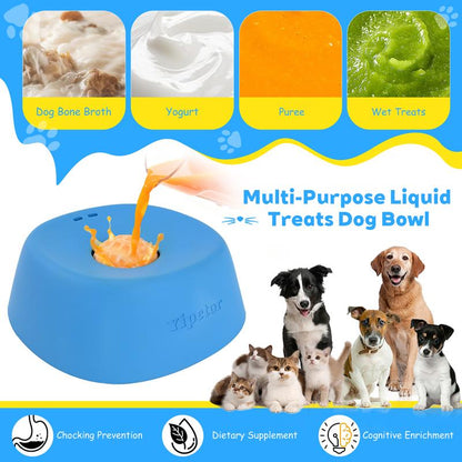 Yipetor No-Spill Slow Feeder Dog Bowl with Rolling Ball - Ideal for Bone Broth, Yogurt, and Post-Surgery Nutrition for Dogs and Cats