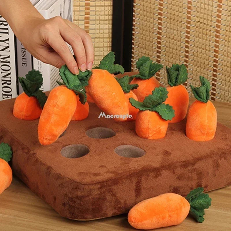 Interactive Plush Carrot Snuffle Mat for Dogs - Engaging Vegetable Field Toy for Playtime Fun