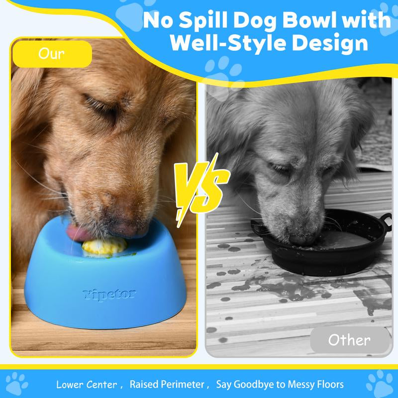 Yipetor No-Spill Slow Feeder Dog Bowl with Rolling Ball - Ideal for Bone Broth, Yogurt, and Post-Surgery Nutrition for Dogs and Cats