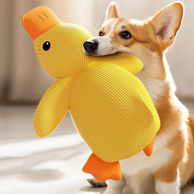 Adorable Cartoon Yellow Duck Plush Dog Toy - Bite Resistant with Soothing Sound for Playtime and Sleep