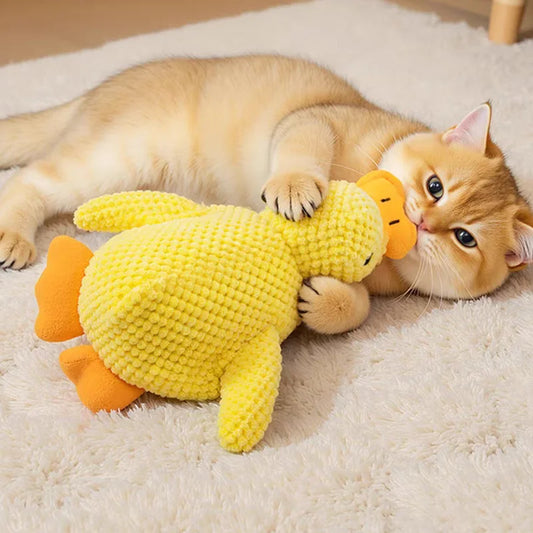 Adorable Cartoon Yellow Duck Plush Dog Toy - Bite Resistant with Soothing Sound for Playtime and Sleep