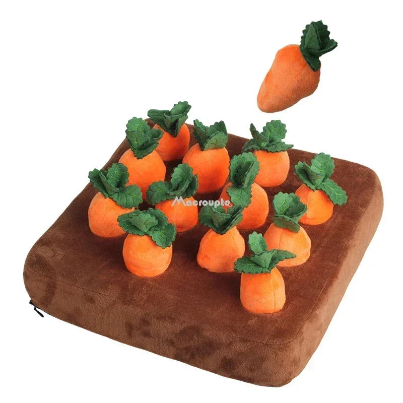 Interactive Plush Carrot Snuffle Mat for Dogs - Engaging Vegetable Field Toy for Playtime Fun