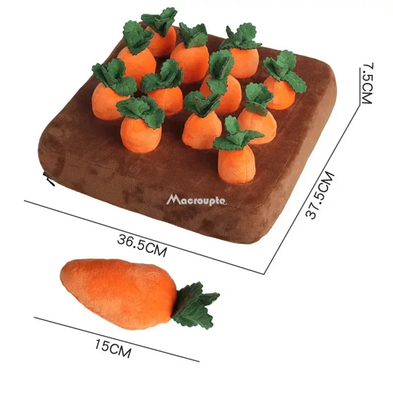 Interactive Plush Carrot Snuffle Mat for Dogs - Engaging Vegetable Field Toy for Playtime Fun