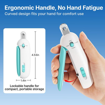 Potaroma Adjustable Cat Nail Clipper with Hidden Nail File - Effortless and Safe Toenail Trimming for Kittens and Indoor Cats in Stylish Blue