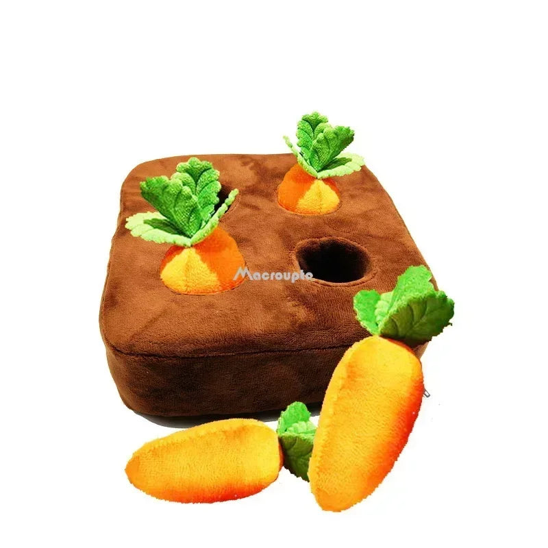 Interactive Plush Carrot Snuffle Mat for Dogs - Engaging Vegetable Field Toy for Playtime Fun